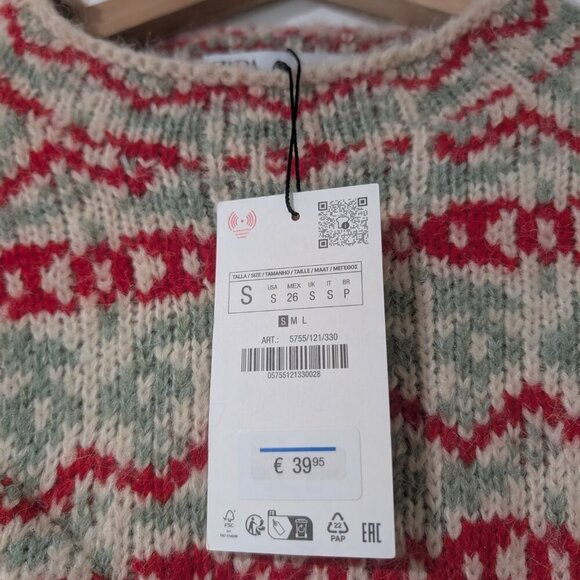 Zara | Jacquard Sweater with Cable knit Accents - Picture 8 of 8